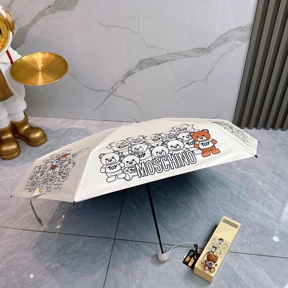 Moschino Cream Teddy Bear Print Folding Umbrella - Picture 9 of 10